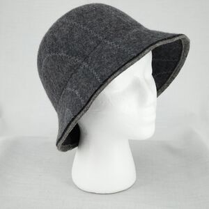 Talbots Bucket Hat Womens Gray Striped 100% Wool Felt One Size Vintage